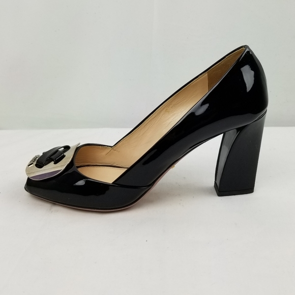 Prada Shoes - Prada Patent Leather Peep Toe Heel Pumps size 37.5